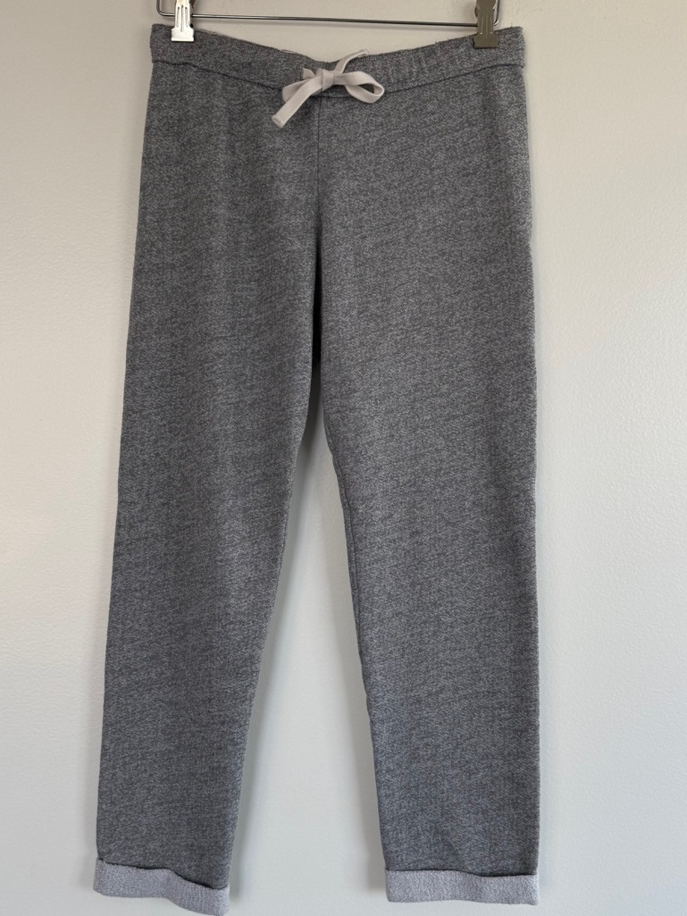 Monrow Gray Knit Joggers with Cuff at Hem and Drawstring, XS